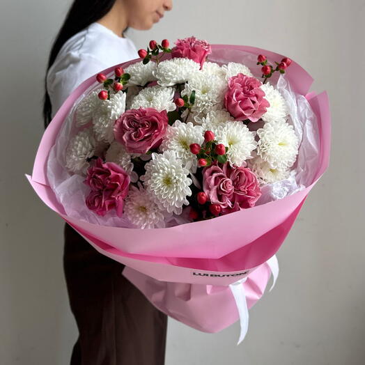 Букет "Нежно-розовая экзотика"