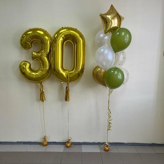 Набор шаров с гелием  659 - с цифрами 30