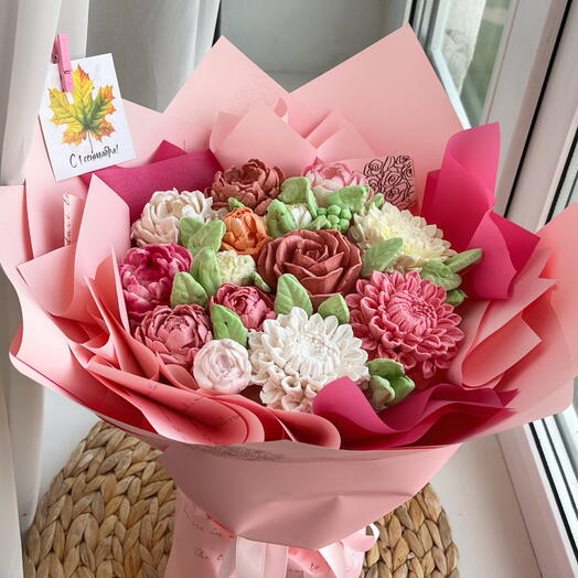 Букет с зефирными цветами «Лето»