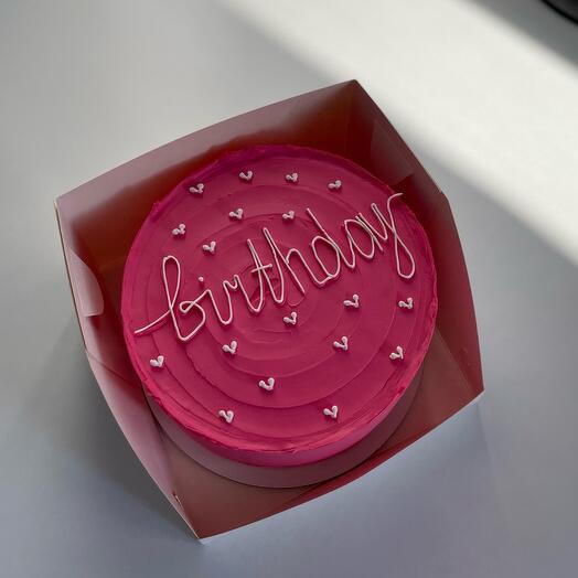 Розовый торт 1 кг birthday маме, подруге , девушке