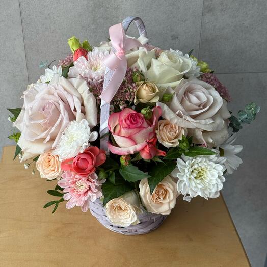 Корзина с цветами🩷🌸💜🌸🦄