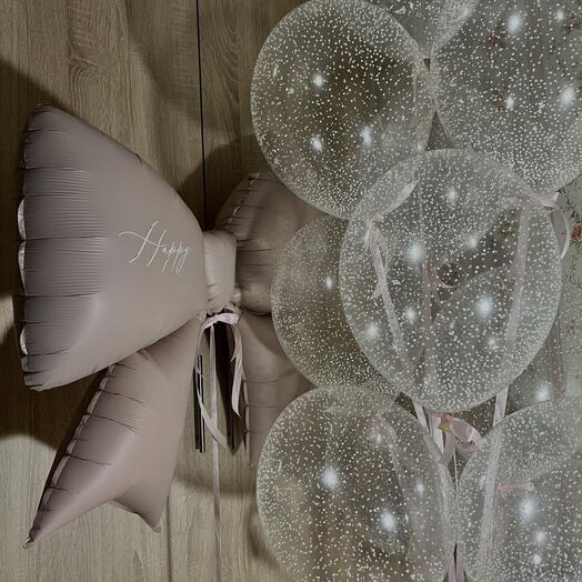 Сет из 9 шаров транспарент и 1 фольгированного бантика