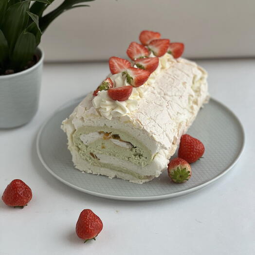 Меренговый рулет фисташка малина