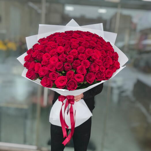 101 красная роза 70см