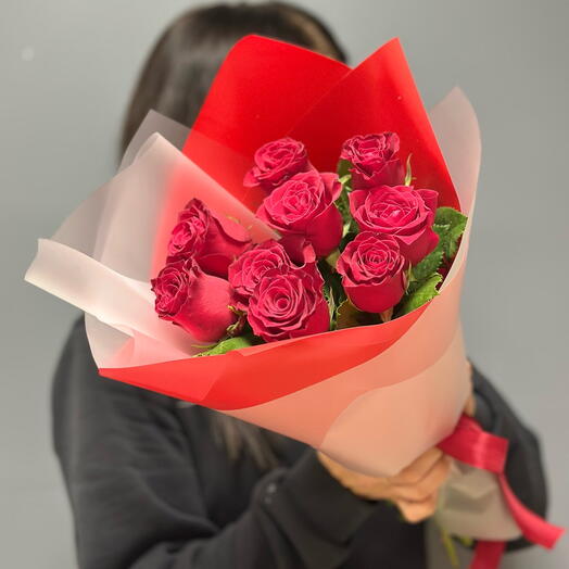 -20%АКЦИЯ💕9 кенийских красных роз/роза Кения/цветы в Уфе/доставка цветов в Уфе