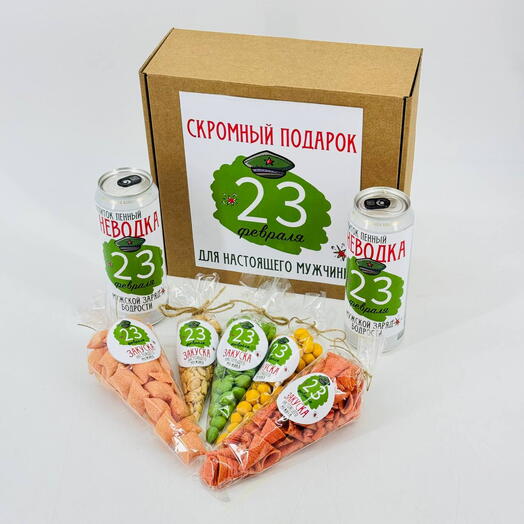 Подарок с закусками снеками и безалкогольным пивом