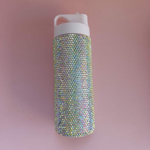 Elegant Blush Pink Thermos with Crystals