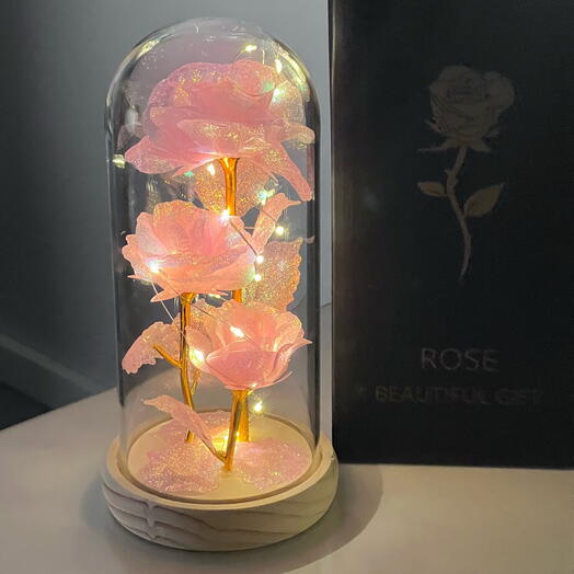 Ночник «Трио из роз» Pink светильник -22 см