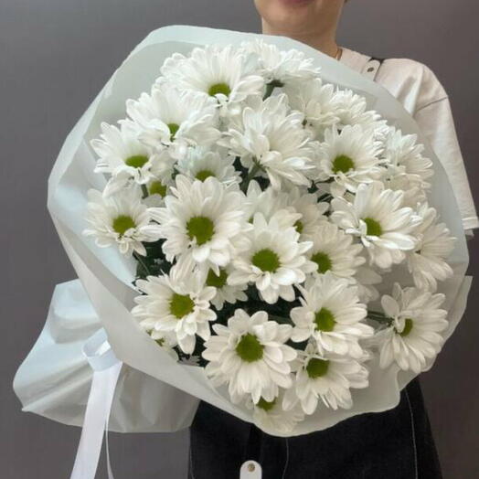 Букет из 5 кустовых Хризантем белых