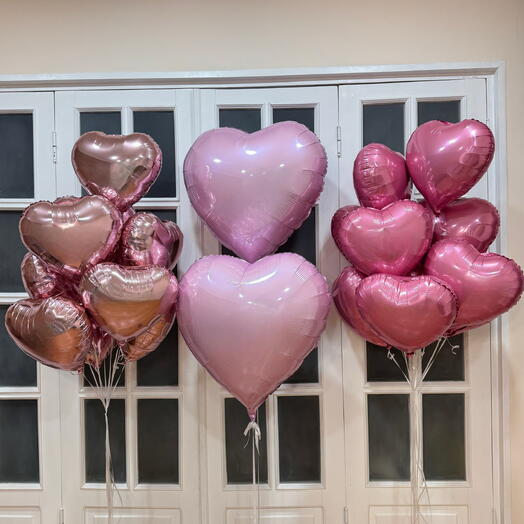 Воздушные шары сердца для девушки 22 шт. Helium balloons hearts for her