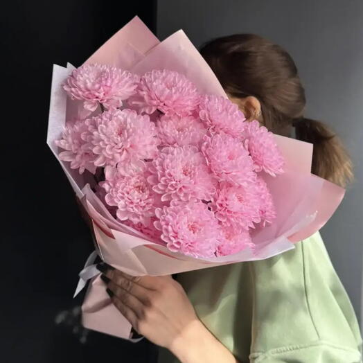 -10%АКЦИЯ💕Монобукет "В розовый фламинго"/куст хризантема /Цветы Уфа/Цветы в Уфе/Доставка цветов Уфа