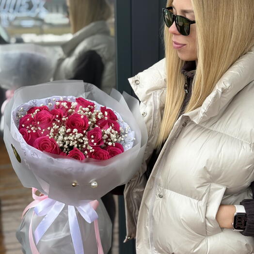 15 эквадорских розовых роз