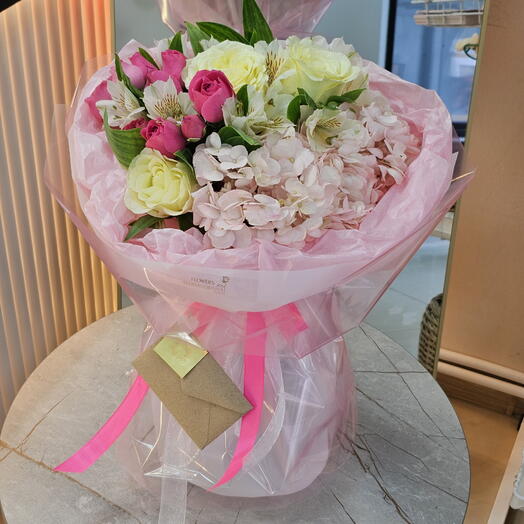 🌸️Любимой "Яркие чувства" авторский букет, очень красивый, объемный, яркий, дофаминовый букет, гортензия, розы