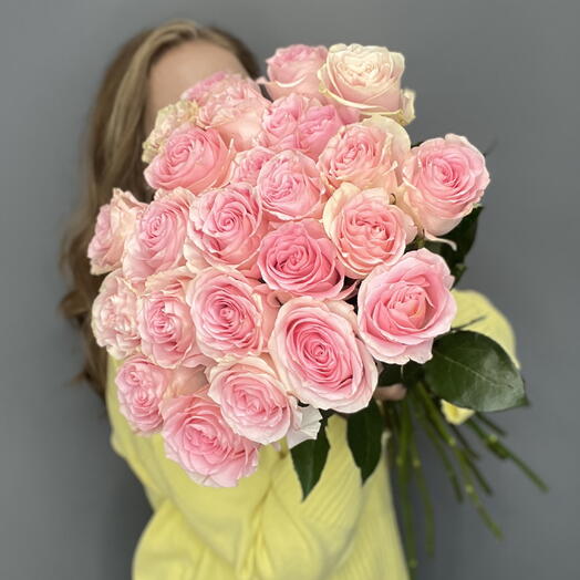 Нежные розовые розы под ленту, 25 штучек 💝