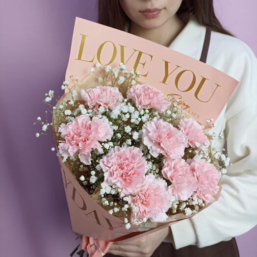 Букет с розовыми диантусами