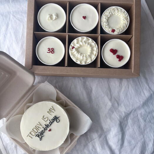Бенто торт и стаканчики (трайфлы) cake to go девушке/маме/бабушке/подруге на день рождения