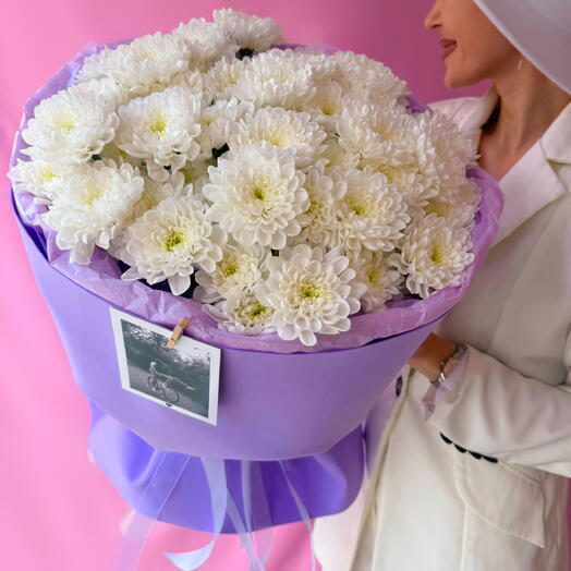 Букет из 9 белых Premium хризантем