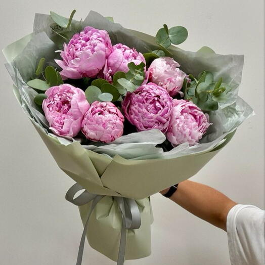 Акция❣️ 7 пионов с эвкалиптом