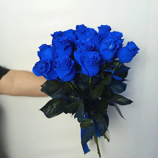 Синие розы 15 штук