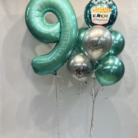 Фонтан из шаров с цифрой на день рождение🎈