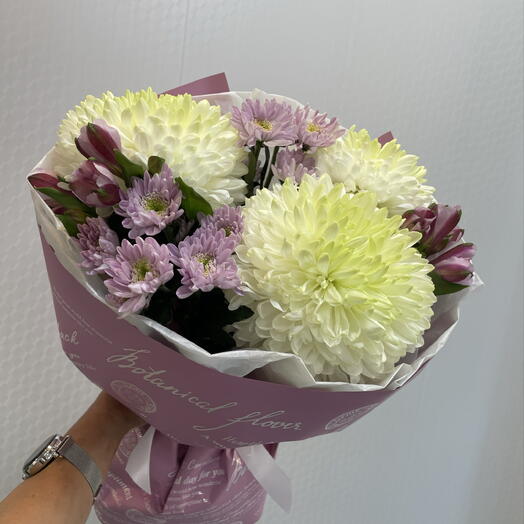 Букет из хризантем и альстромерии 🌺🌺🌺