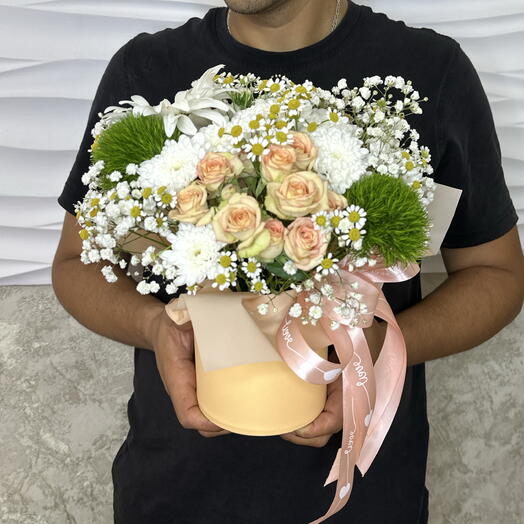 Композиция микс в коробочке🌸🌿