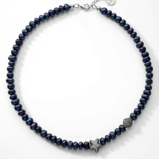 Колье dark blue pearl+star
