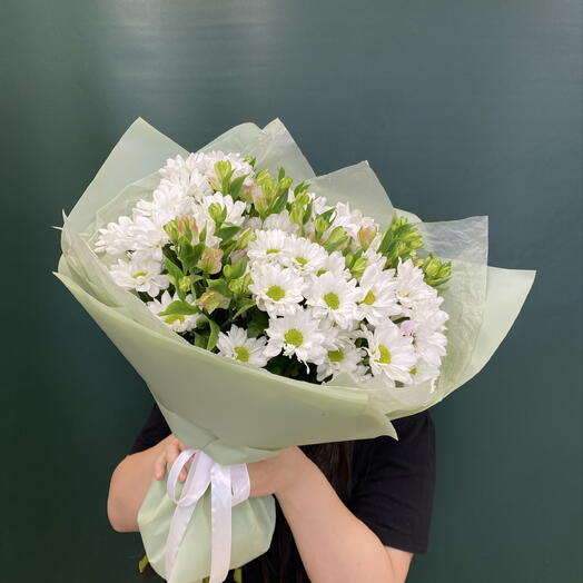 Букет хризантем и альстромерий 💚