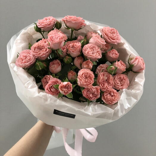 Нежный монобукет кустовая пионовидная роза 🌸Bloom room
