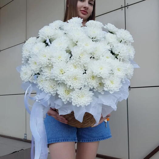 Композиция большая из 15 веток хризантемы кустовой