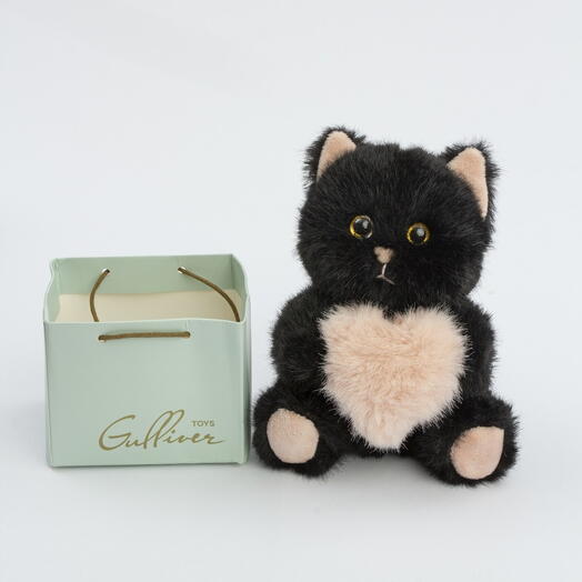 Мягкая игрушка Gulliver Котик черный в подарочной упаковке, 15 см, коллекция Mini Friends