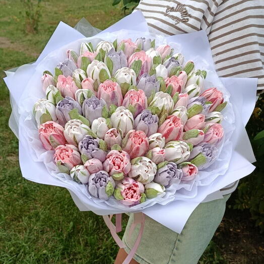 Мега букет 65 зефирных тюльпанов💜💕