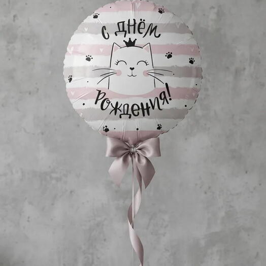 🎀Фольгированный шар " С днём рождения! ( с котиком) " 🎀