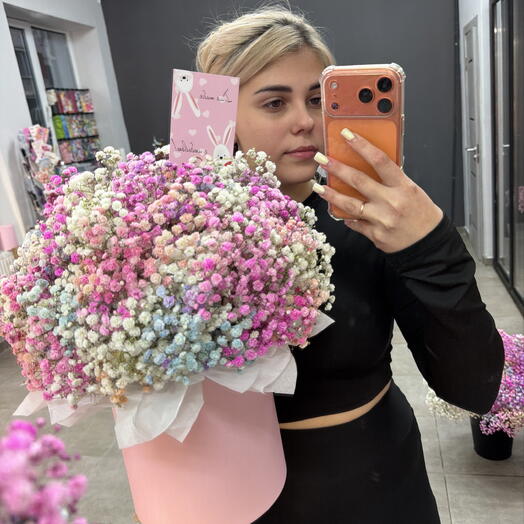 Букет 💗Радужной стойкой гипсофилы 💗хит сезона