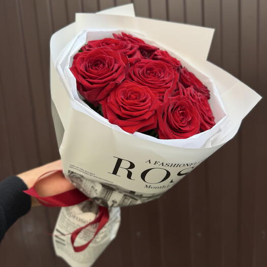 «Красный шик» ароматные розы 9 шт♥️😍