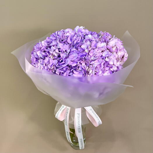 Роскошный букет из девяти сиреневых гортензий Regal Bloom