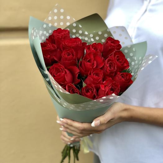 15 roses in a designer Kraft