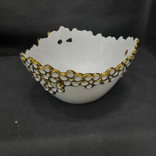 White Vase with Gold Design