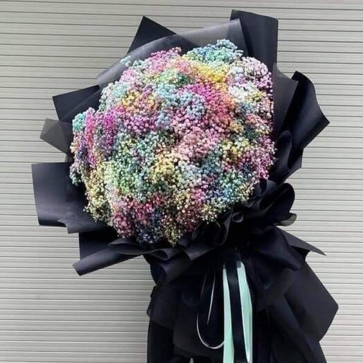 Rainbow gypsophila in black design