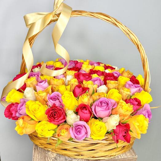 101 roses in the basket