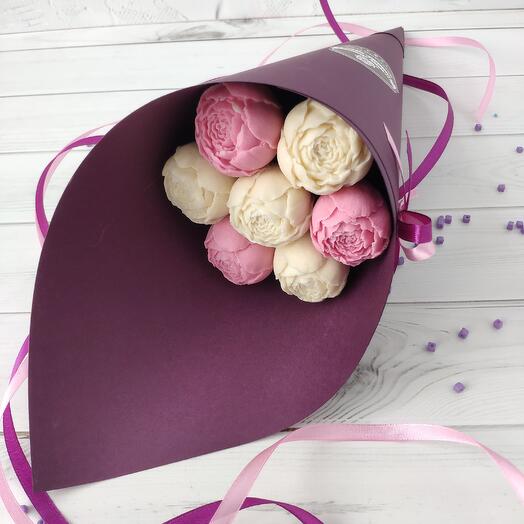 Bouquet of peonies in designer paper
