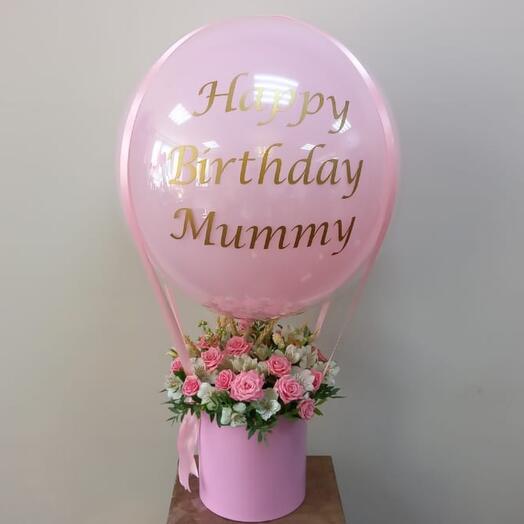 Flores en una Caja con burbujas mamá