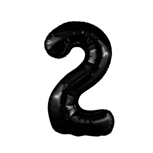 Шар-цифра "2" гелиевый, цвет чёрный