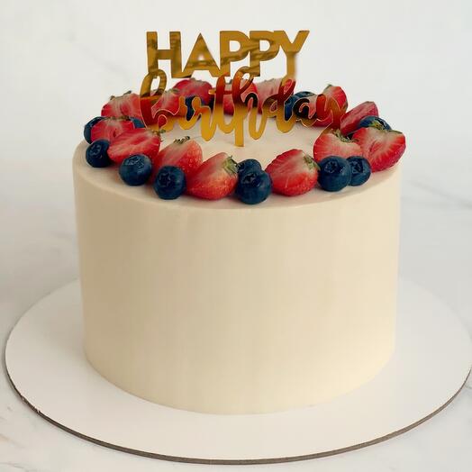 Торт happy birthday с ягодами