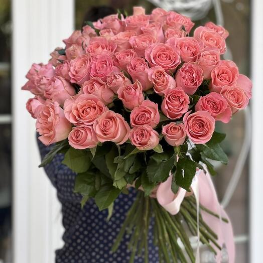 51 розовая роза 60 см