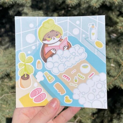 Наклейки для ежедневника / Котик СПА / Mudrova Shop, Размер 12х12