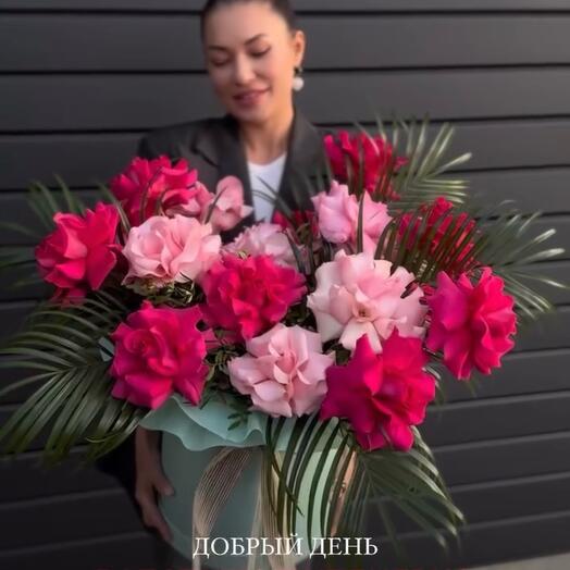 Прекрасные Французские розы в большой коробке