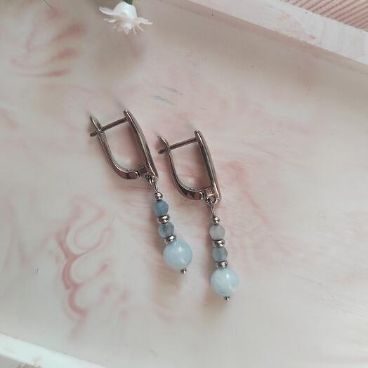 Серьги из аквамарина