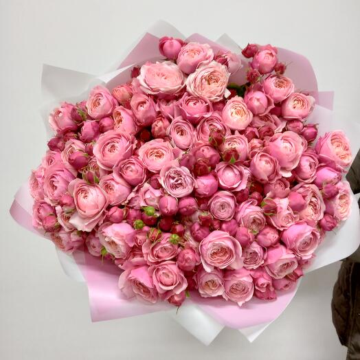 Роскошный Премиум 💎🌸букет кустовых пионовидных роз Сильва Пинк🎀 🌸