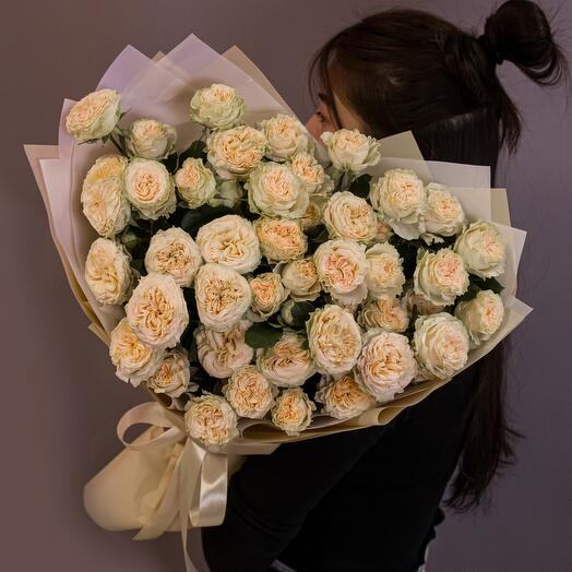 Bouquet of bushy peony-shaped lace roses 15 pcs